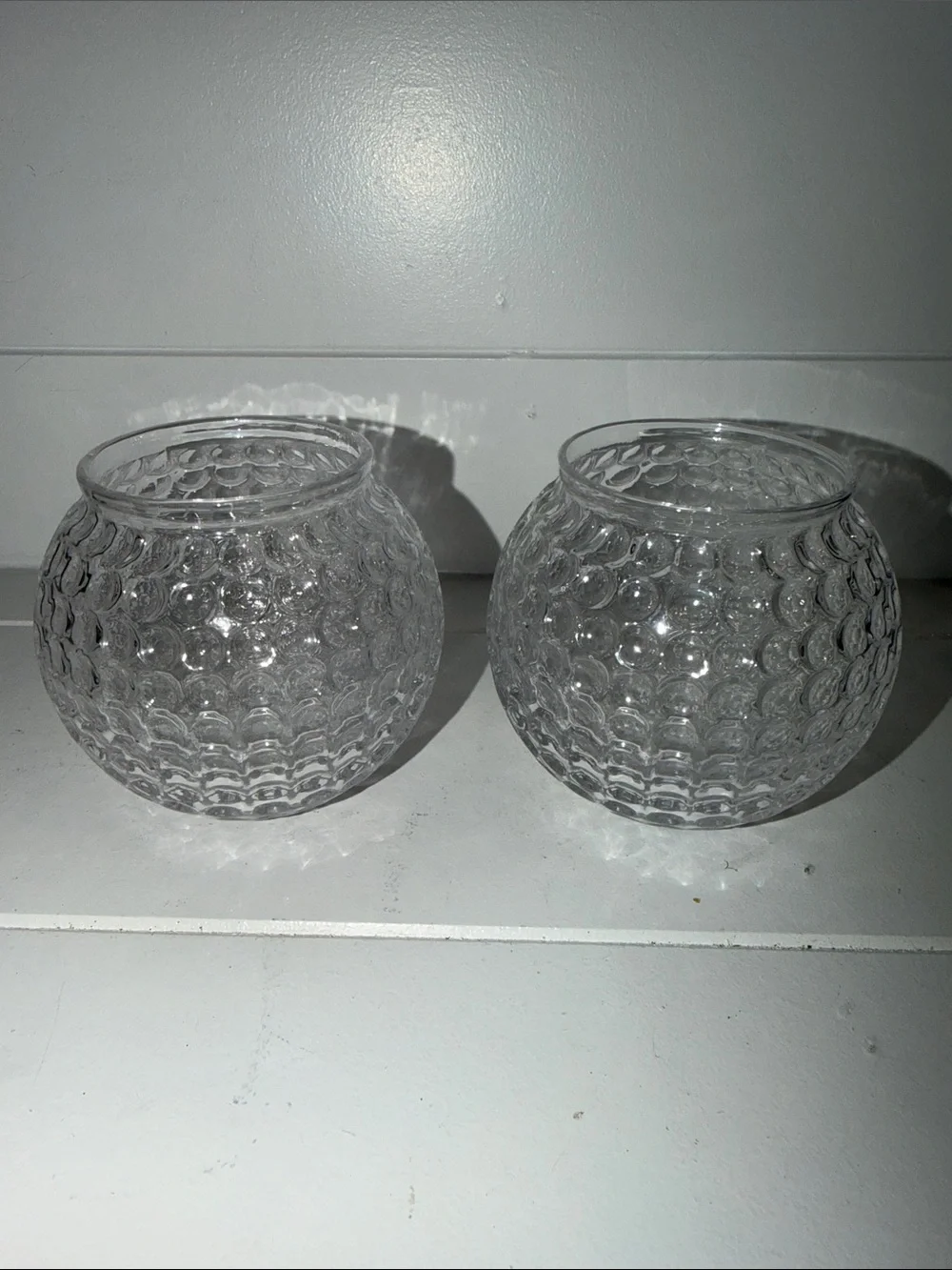 Clear Textured Glass Golf Ball Glasses Set of 2